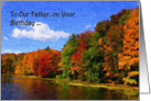 Happy Birthday Father from twin children autumn scene card