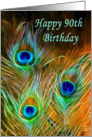 Happy 90th Birthday Peacock Feathers card