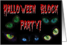 Halloween Block Party spooky eyes bloody font invitation card