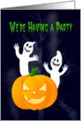 Halloween Party two spooky ghosts and pumpkin card