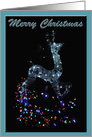 Merry Christmas lighted deer ornament at night card