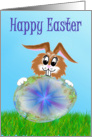 Happy Easter bunny colored egg card