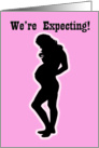 We’re Expecting silhouette for baby girl pink background card