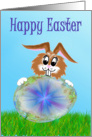 Happy Easter rabbit colorful egg card