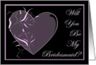 Will you be my bridesmaid black with pink heart card