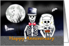 Happy Anniversary on Halloween skeleton bride and groom card