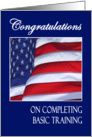 Congratulations on Completing Basic Training waving flag card