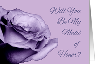 Purple Rose Be My Maid of Honor best friend wedding party invitation card