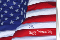 Happy Veterans Day Son waving flag card