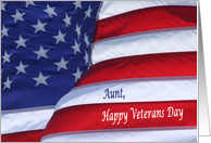 Happy Veterans Day Aunt waving flag card