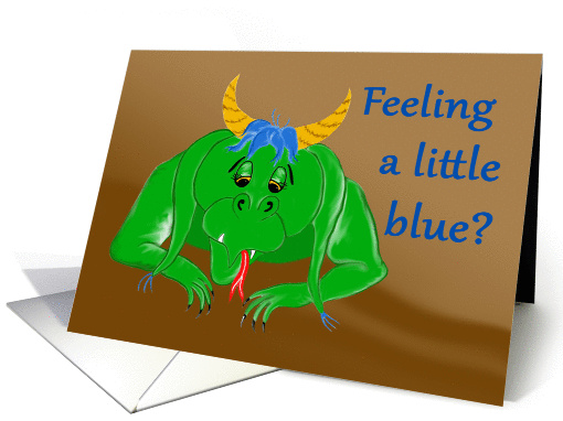 Feeling blue dragon cartoon encouragement card (1148146)