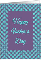 Happy Father’s Day blue and purple square pattern from twin children card