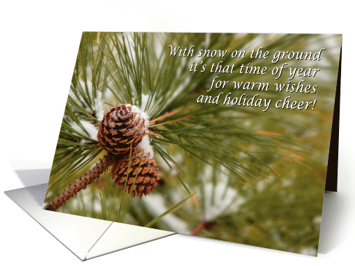 snow covered pine cones Season's Greetings card (1503326)