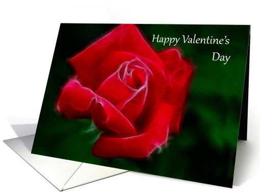 Happy Valentine's Day fractal red rose flower card (457056)