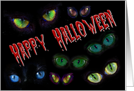 Happy Halloween spooky eyes red bloody font general card