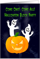 Halloween Block Party ghosts pumpkin spooky eyes invitation card