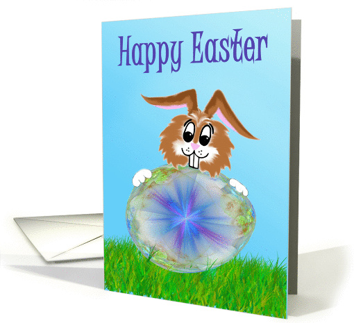 Happy Easter bunny colored egg card (756142)