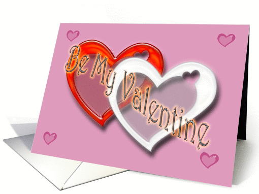 Be My Valentine two hearts on pink card (757574)