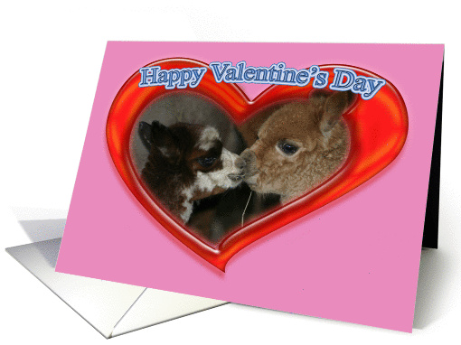 Happy Valentine's Day heart alpaca card (768096)