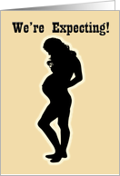 We’re Expecting woman silhouette gender neutral announcement card