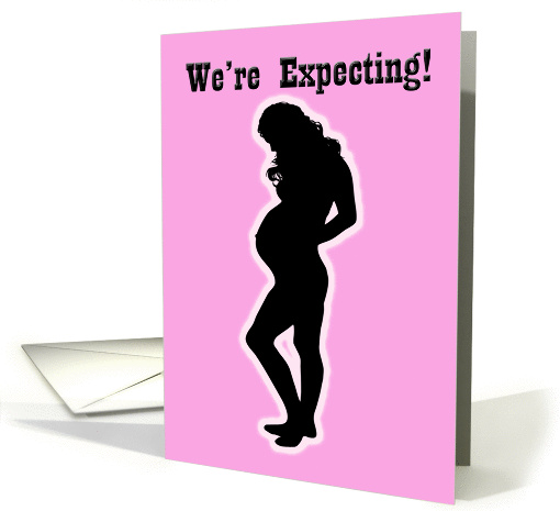 We're Expecting silhouette for baby girl pink background card (768158)