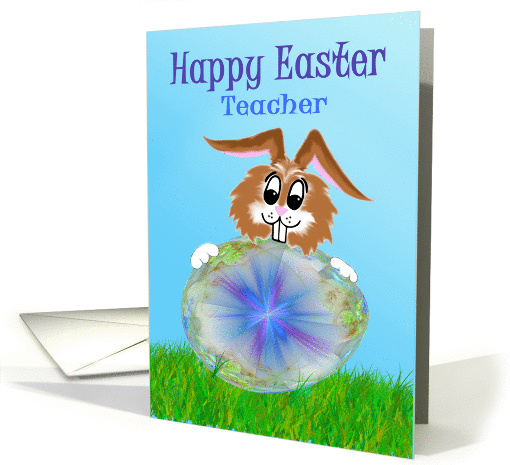 Happy Easter rabbit for Teacher card (772854)