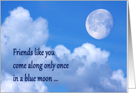 Happy Friendship Day blue moon over clouds card