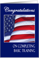 Congratulations on Completing Basic Training waving flag card