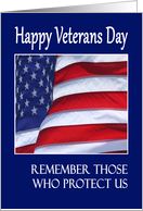 Happy Veterans Day waving flag card