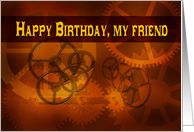 Happy Birthday Friend steampunk clock gears card