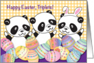 Easter for triplets, pandas, decorated eggs card