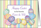 Happy Easter to Pastor & Wife, decorated eggs card