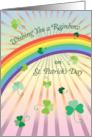 Rainbow St Patrick’s Day, shamrocks card