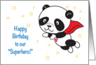 Birthday to a Superhero, flying panda card