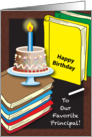 Birthday to School Principal, books, cake card