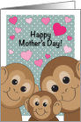 Mother’s Day, monkey theme, hearts card