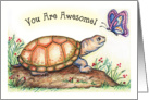Encouragement, Turtle Theme, butterfly card