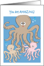 Encouragement, sea life theme, octopi card