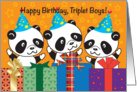 Happy Birthday to Triplet Boys, Pandas card