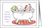 Belated Birthday For Friend, bubble bath card