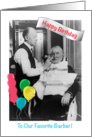 Birthday for Barber, vintage photo card