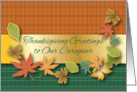 Thanksgiving Greetings to Caregiver, leaves card