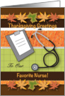 Thanksgiving for Nurse, stethoscope, leaves card