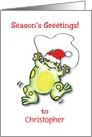 Customized Season’s Greetings to Physical Therapist, frog card