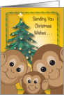 Christmas Wishes, monkey theme, tree card