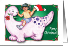 Merry Christmas, dinosaur theme, girl card