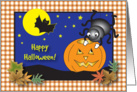 Halloween, spider theme, bat card