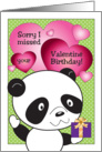 Belated Valentine Birthday, panda, hearts card