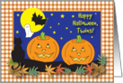 Halloween for Twins, jack-o-lanterns card