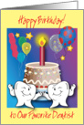 Happy Birthday to Dentist, teeth, cake card